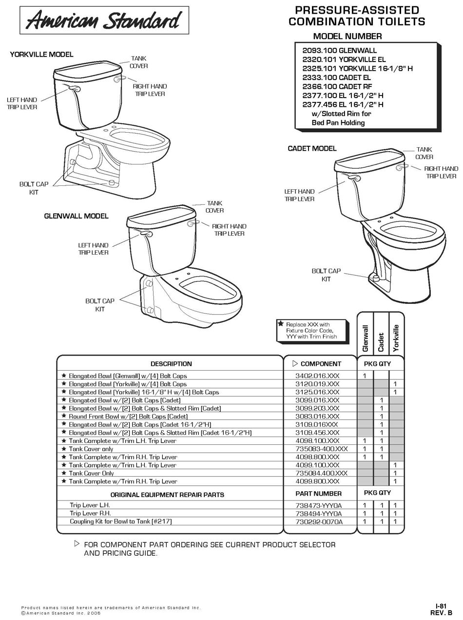 ToiletPro Parts Breakdown For American Standard 4098 Toilet